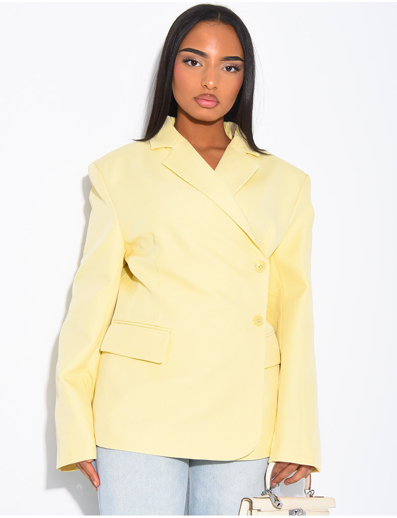 Blazer premium cintré à la taille fermée sur le côté