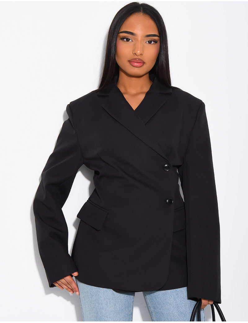 Blazer premium cintré à la taille fermée sur le côté