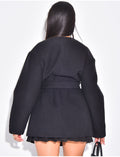 Manteau manches ballon à nouer à la taille