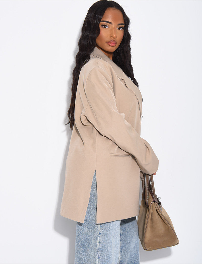 Blazer oversize à fentes sur les côtés