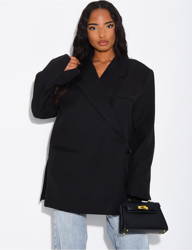 Blazer oversize à fentes sur les côtés