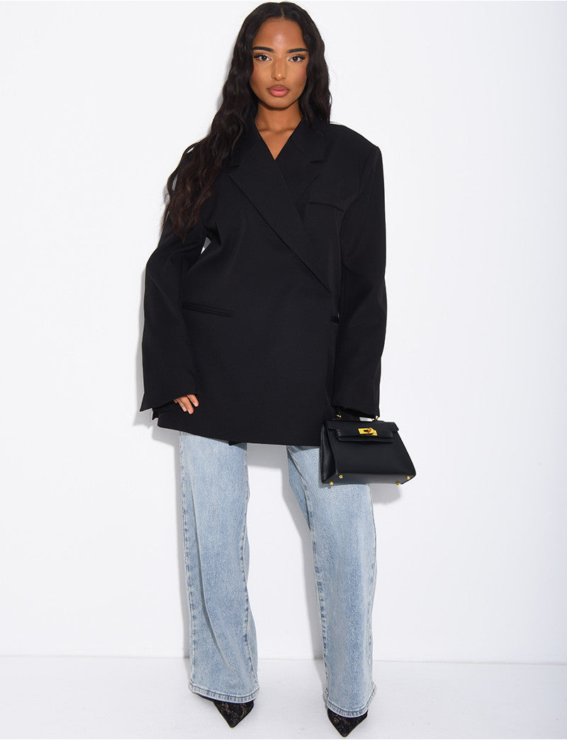 Blazer oversize à fentes sur les côtés