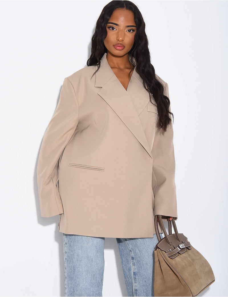 Blazer oversize à fentes sur les côtés