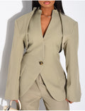 Ensemble 3 pièces bolero, blazer sans manche et pantalon taille haute