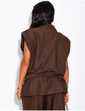 Veste cargo sans manche en tissu texturé