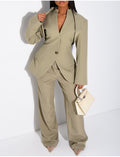 Ensemble 3 pièces bolero, blazer sans manche et pantalon taille haute