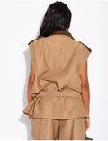 Veste cargo sans manche en tissu texturé