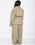 Ensemble 3 pièces bolero, blazer sans manche et pantalon taille haute
