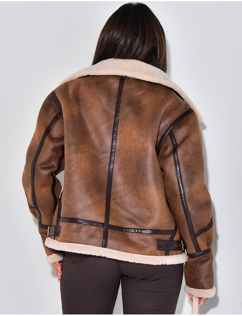 Veste oversize aviateur fourrée
