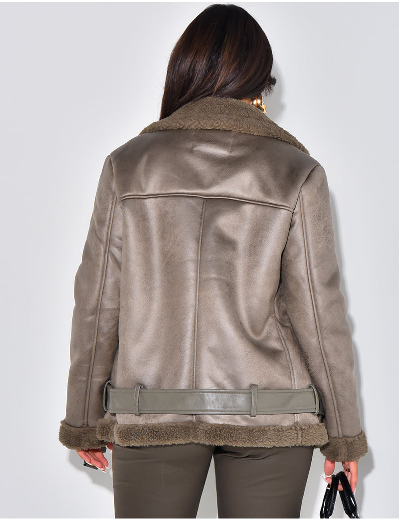 Veste aviateur oversize fourrée