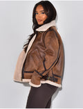 Veste oversize aviateur fourrée