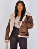 Veste oversize aviateur fourrée