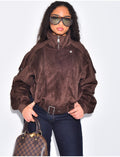 Veste style bombardier en suédine oversize