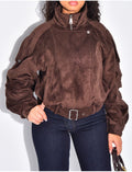 Veste style bombardier en suédine oversize