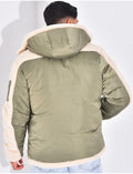 Bombers à capuche bi-matière