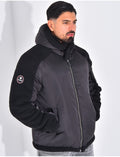 Bombers à capuche bi-matière