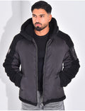 Bombers à capuche bi-matière