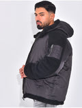 Bombers à capuche bi-matière