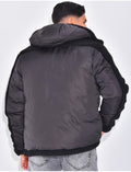 Bombers à capuche bi-matière