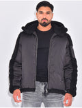 Bombers à capuche bi-matière