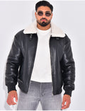 Bombers en similicuir avec fourrure au col