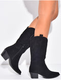 Bottes santiags en suédine