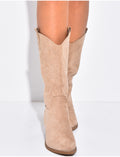 Bottes santiags en suédine