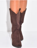 Bottes santiags en suédine