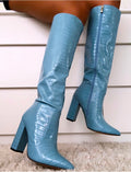 Bottes à talons effet peau de serpent