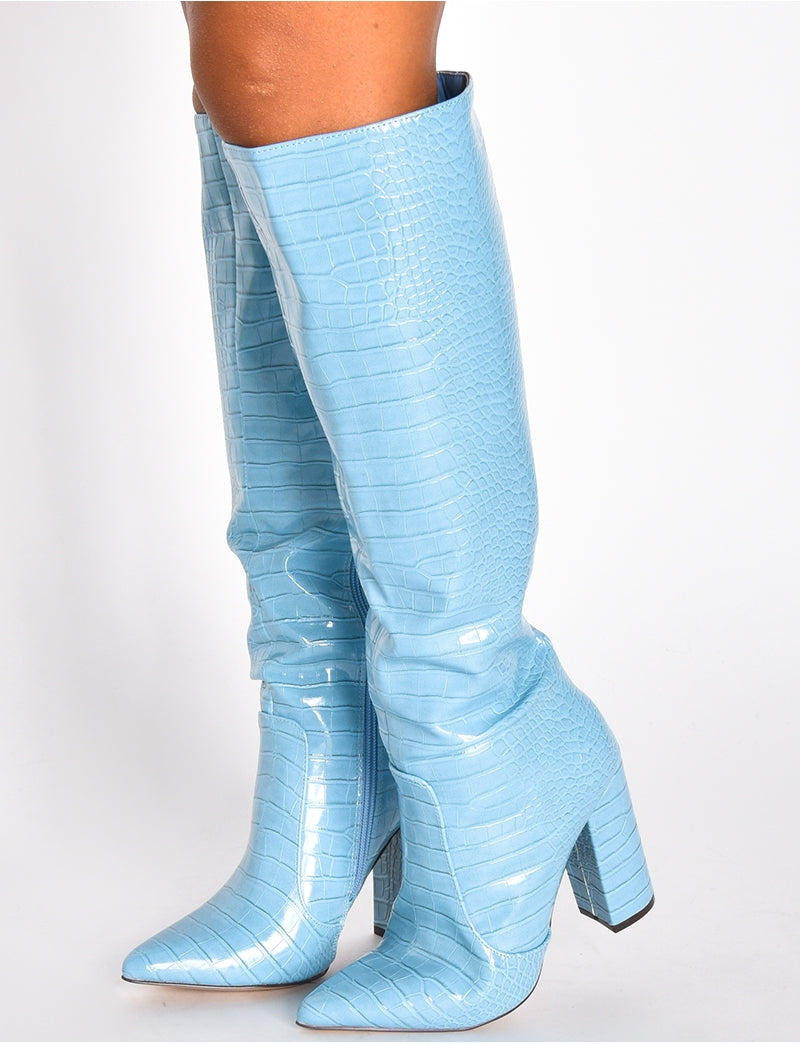 Bottes à talons effet peau de serpent