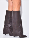 Bottes en similicuir à talons aiguille et rabat