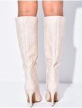 Bottes hautes bouts pointus effet croco en similicuir