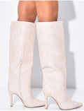 Bottes hautes bouts pointus effet croco en similicuir
