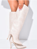Bottes hautes bouts pointus effet croco en similicuir
