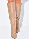 Bottes hautes bouts pointus effet croco en similicuir