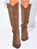 Bottes santiags en suédine