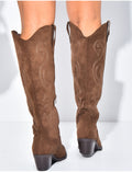 Bottes santiags en suédine