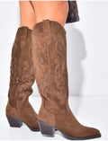 Bottes santiags en suédine