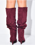 Bottes en suédine à enfiler effet bouffantes à petits talons