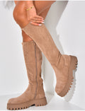 Bottes en suédine à semelles épaisses