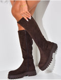 Bottes en suédine à semelles épaisses