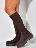 Bottes en suédine à semelles épaisses