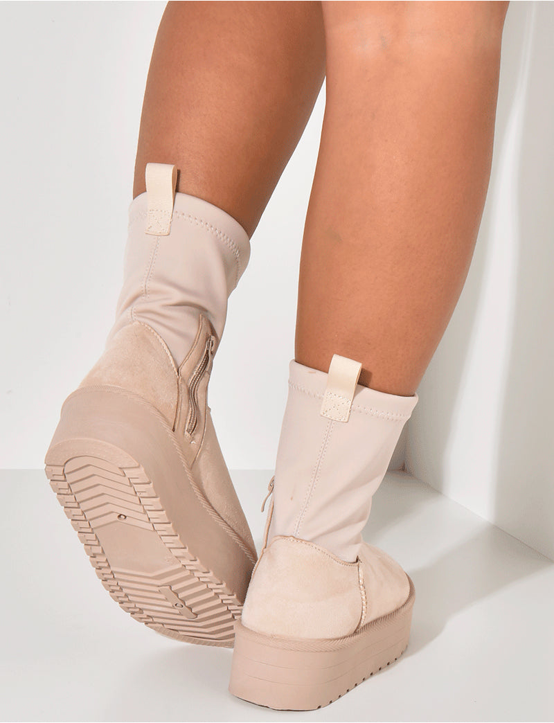 Bottines en suédine bi-matière