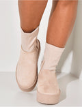Bottines en suédine bi-matière
