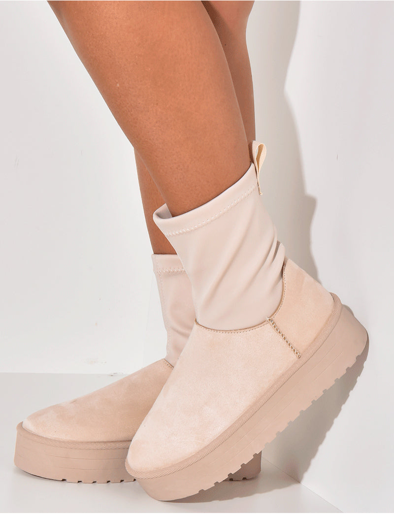 Bottines en suédine bi-matière