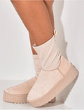 Bottines en suédine bi-matière