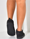 Bottines en suédine fourrées à strass