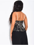 Bustier en dentelle et bretelles en perles