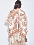 Châle en laine à motifs & franges