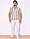 Chemise à bandes avec motifs